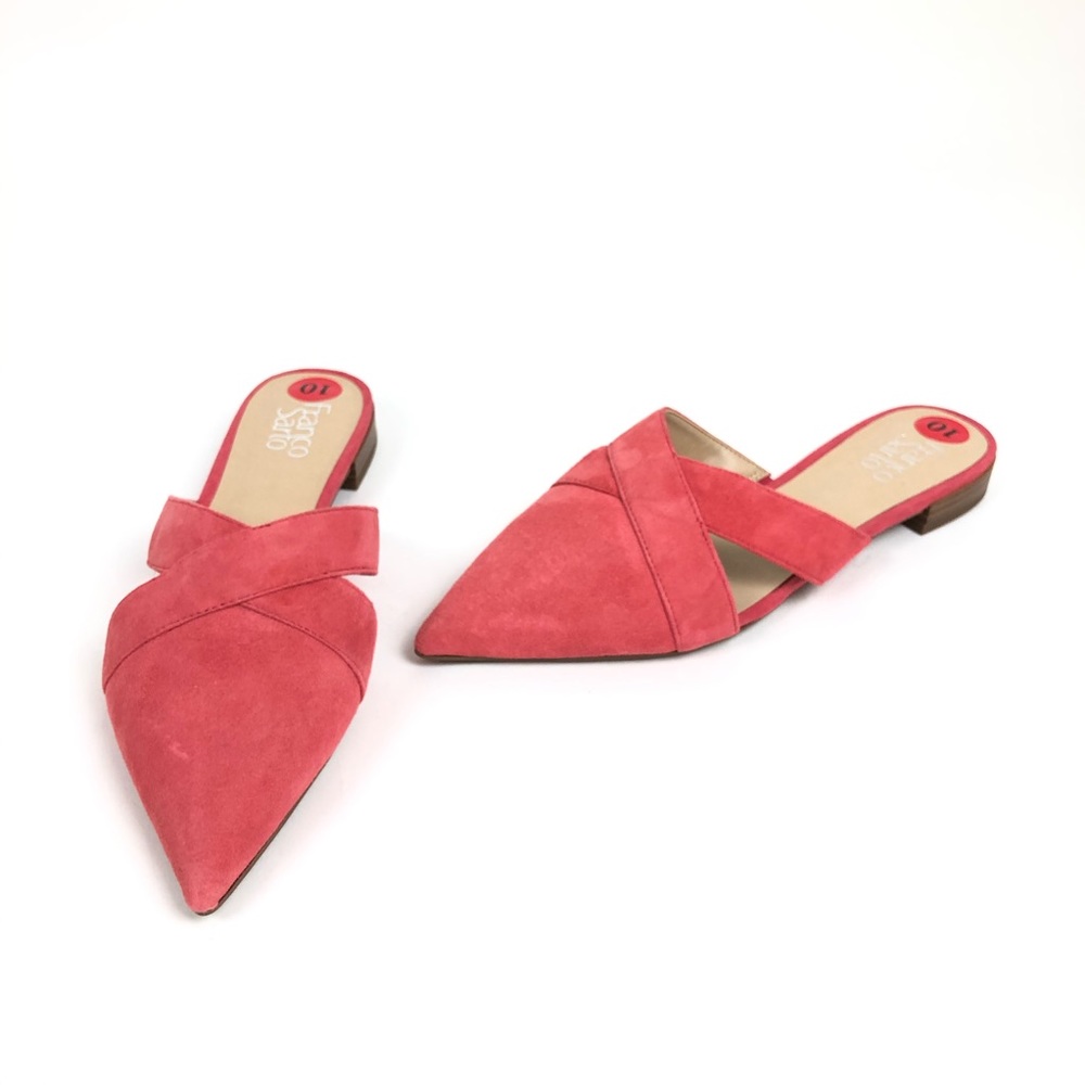 Franco Sarto Suede Flat Slip-On Coral Red shoes 10
